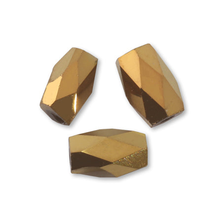 Glass cut beads rectangle gold