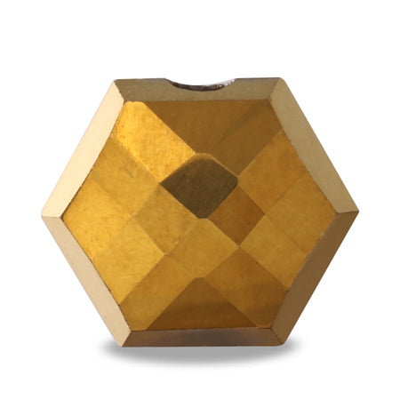 Glass cut beads flat hexagon gold