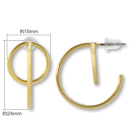 デザインチタンピアス フープ No.2 キャッチ付 ゴールド – 貴和製作所