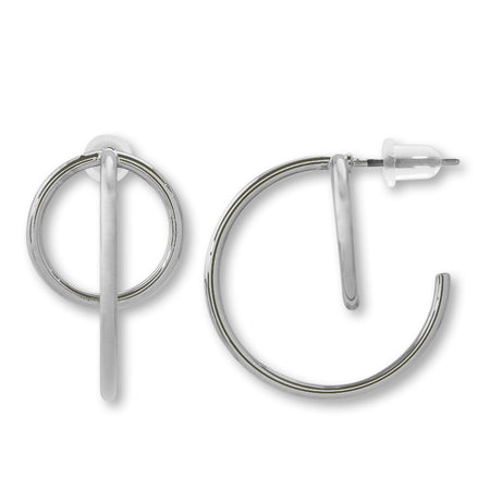 Design titanium earrings hoop No.2 with catch rhodium color