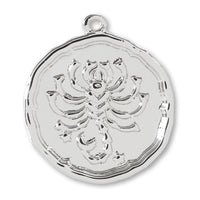 Charm coin scorpion silver plated