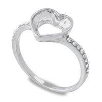 Ring stand Mele stone set heart 2 #4884 8.8×8mm Rhodium color