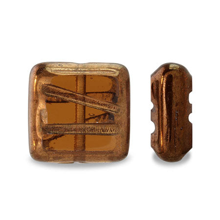 Czech table cut square line 2 smoke Topaz