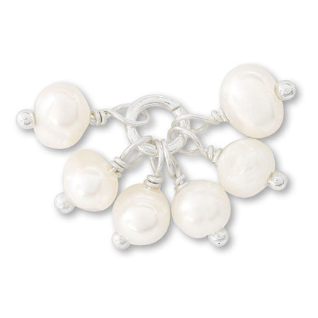 Glasses Fringe Charm Freshwater Pearl White/Silver Plated