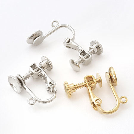 Earrings with screw spring bowl-shaped ring for round balls 6-10mm, gold