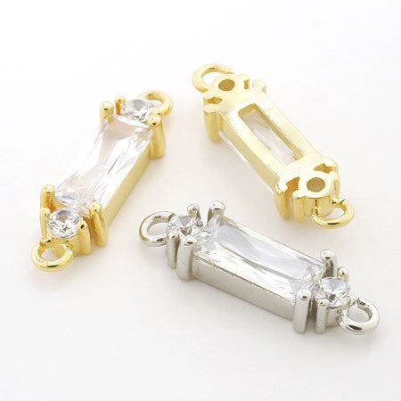 揺れるチャーム 2 チャーム キュービックジルコニア 爪留めバケット3連 No.2 2カン