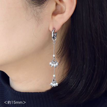 Stainless steel earrings with half hoop metal ring, rhodium color