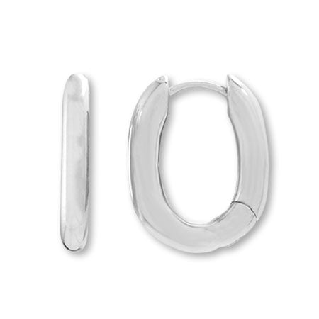 Design earrings hoop oval rhodium color