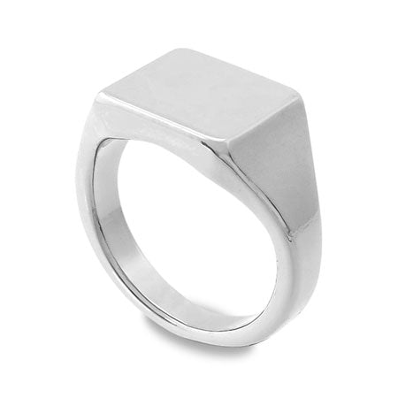 Signet ring stand square rhodium color (with coating)