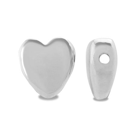 Metal beads heart side hole rhodium color