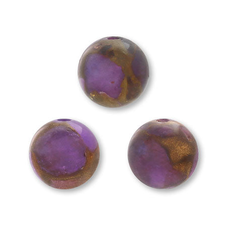 Semi-precious gold color stone round purple gold color stone (dyed) (synthetic)