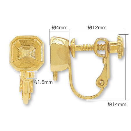 イヤリング ネジバネ 石座カン付 ＃4480 6mm　ゴールド