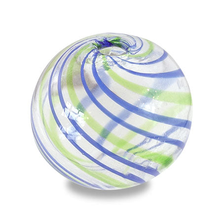 Glass ball 2 holes Lt. Green/Blue