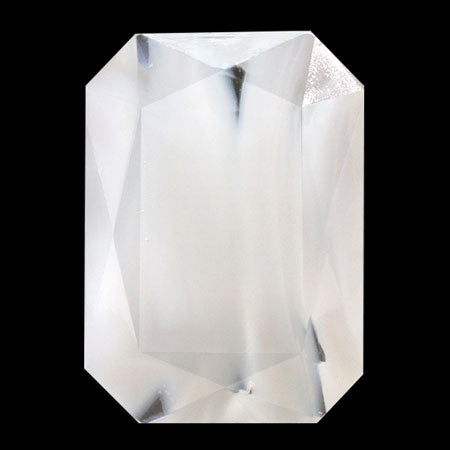 Czech Glass Stone Octagon Silk White