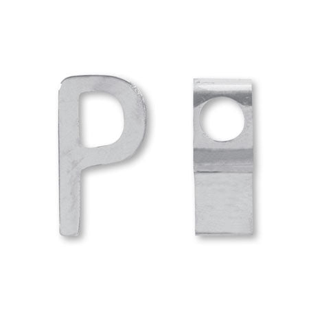 Metal part initials P stainless.