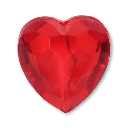 Acrylic Made in Germany Faceted Heart Clear Red