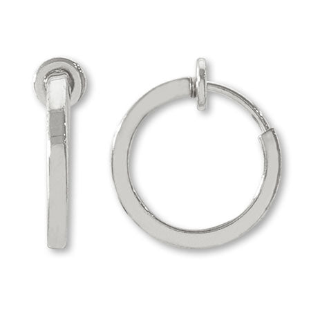 Earrings hoop square wire rhodium color