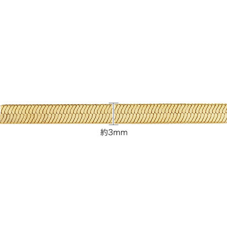 チェーンネックレス スネーク平 幅約3mm(アジャスター付) 　ゴールド