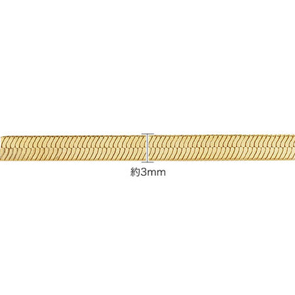 チェーンネックレス スネーク平 幅約3mm(アジャスター付) 　ロジウムカラー