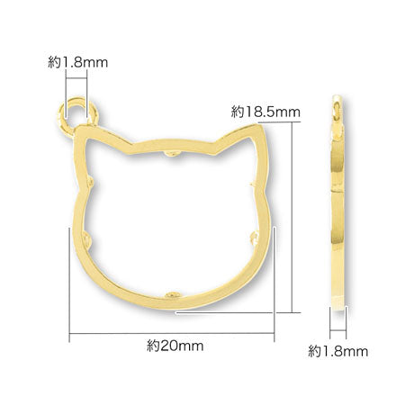 レジンフレーム ネコ　ゴールド
