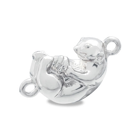 Charm sea otter 2 rings silver plated