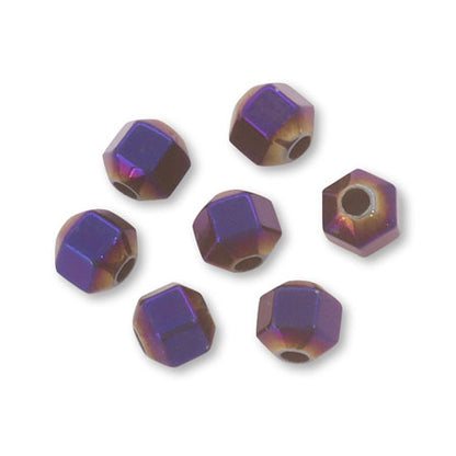Natural stone hexagon hematite/purple