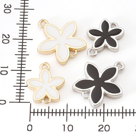 Charm 5 petals flat 2 rings black/RC