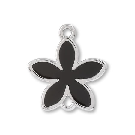 Charm 5 petals flat 2 rings black/RC