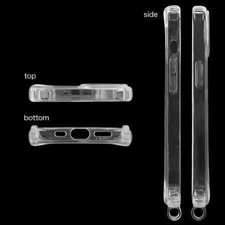 iPhone 14 compatible case with ring for strap clear