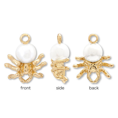 Charm spider with pearl gold