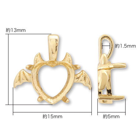 バチカン付石座 デビルハート #4884 8.8×8mm用 ゴールド – 貴和製作所 