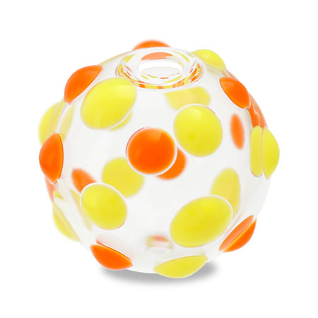 Glass ball 2 holes with epoxy yellow mix