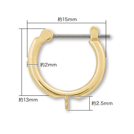 ステンレスピアス フープ 芯立　ゴールド