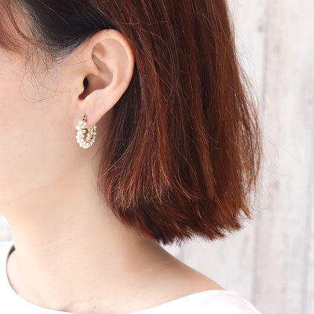 Kit Pearl Hoop Earrings White (KR0788)