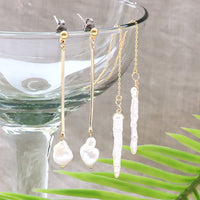 Kit 2 types of freshwater pearl earrings, white (KR0798)