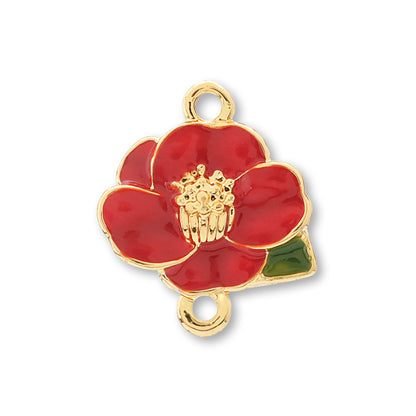 Charm Japanese style camellia 2 kan red/g