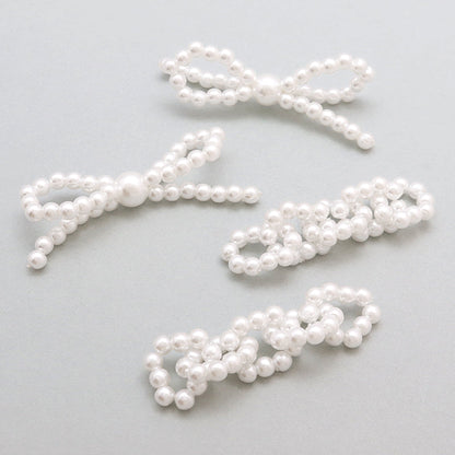 Bead knitting parts pearl ribbon white