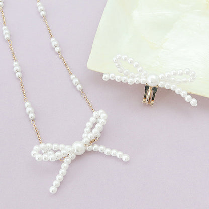 Bead knitting parts pearl ribbon white