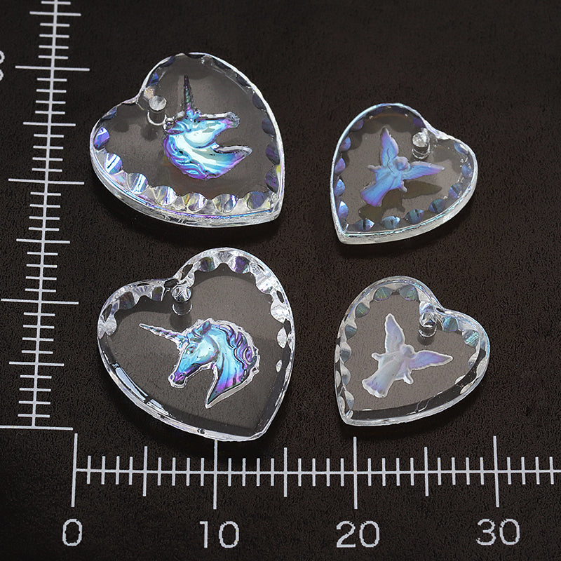 German glass heart/Unicorn Crystal AB