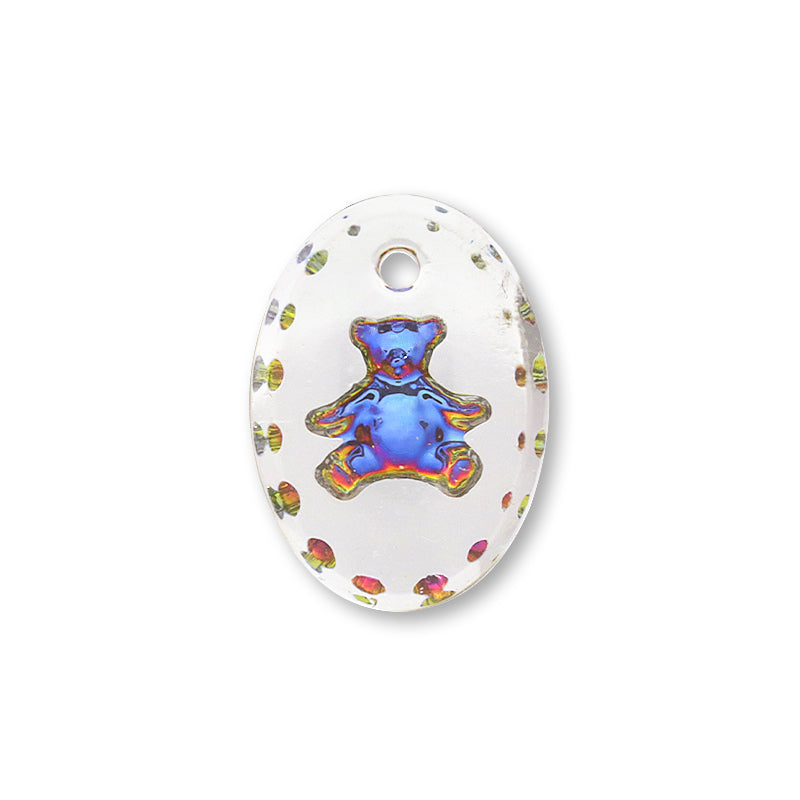 German glass oval/teddy bearero blue