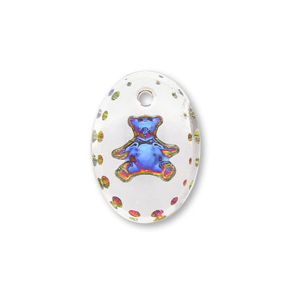 German glass oval/teddy bearero blue