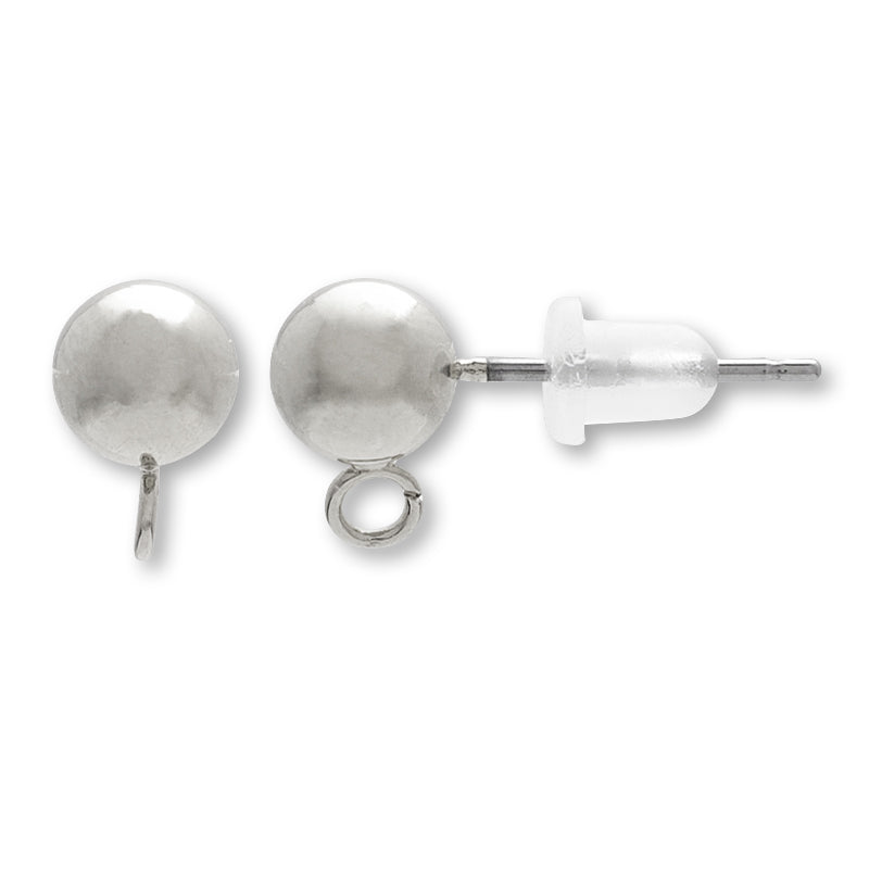 Stainless steel pierced metal ball with can Catch with cock rhodium color