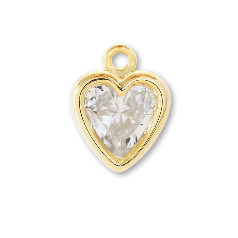 Charm Cubic Zirconia Frame Heart Gold