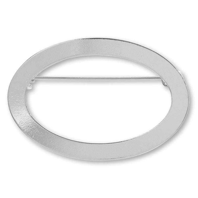 Metal ring brooch (oval) rhodium color