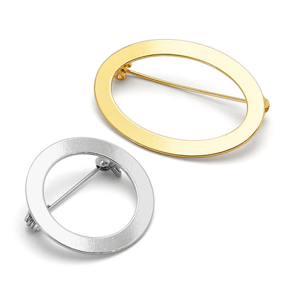 Metal ring brooch (oval) rhodium color
