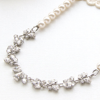 [KIWA BRIDAL] KBN-1 Flower Bijou &amp; Pearl Necklace