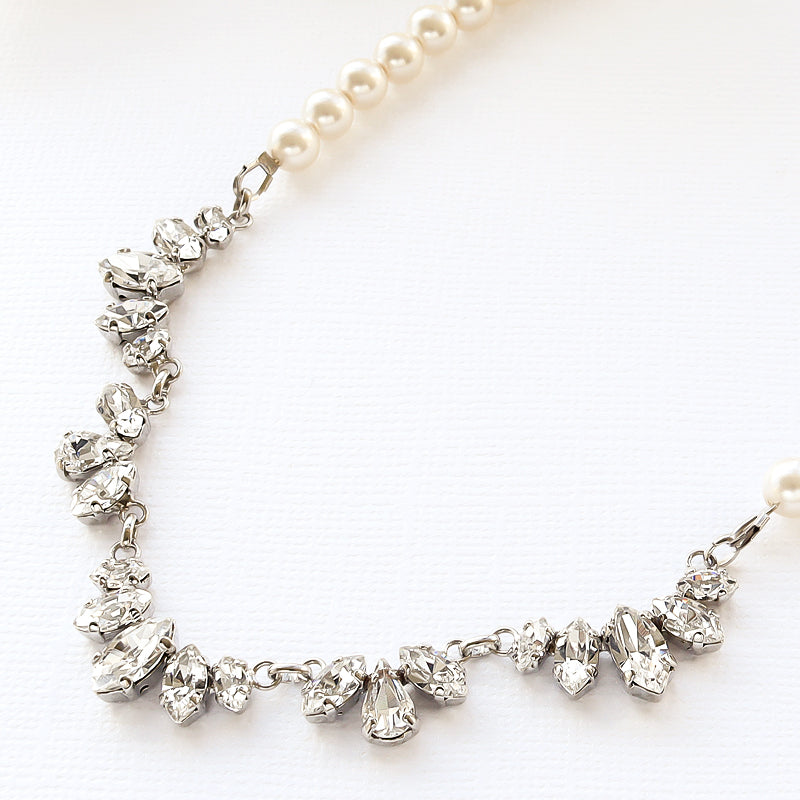 [KIWA BRIDAL] KBN-2 Lace Bijou &amp; Pearl Necklace