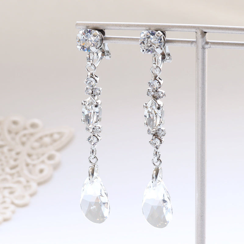 【KIWA BRIDAL】KBE-3 クリスタルドロップ イヤーアクセサリー