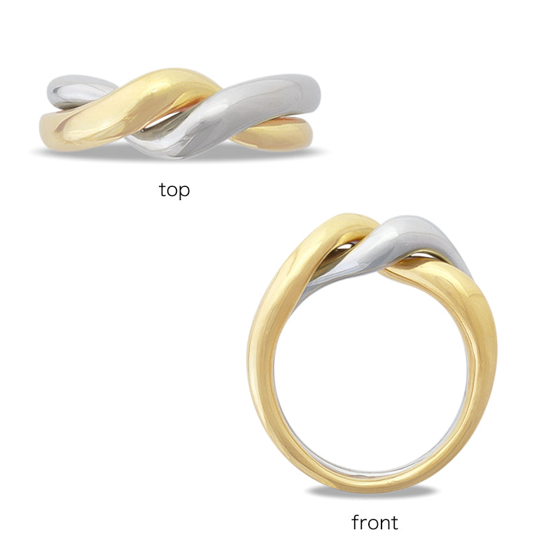 Double ring twist gold/rhodium color