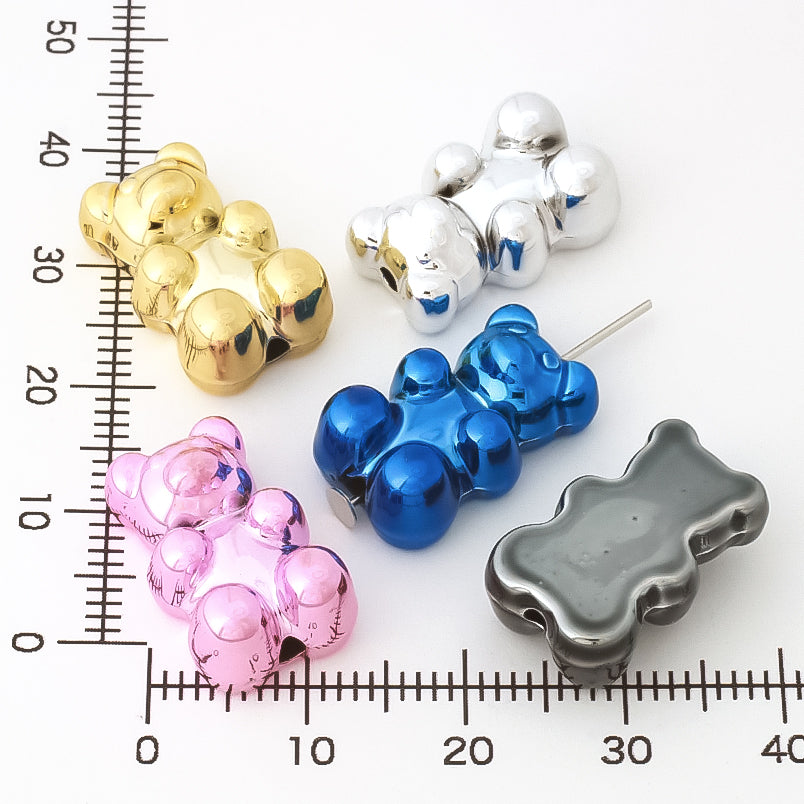 Acrylic bead bear 2 metallic blue